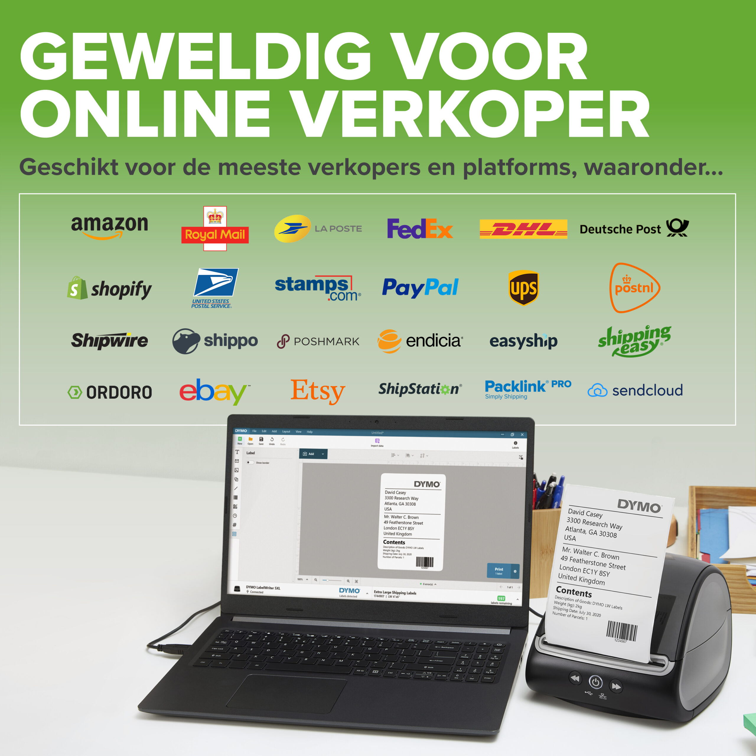 DYMO LabelWriter 5XL Labelprinter | Automatische labelherkenning labelmaker | Drukt extra brede verzendlabels af voor Amazon, DHL en meer | Perfect voor webwinkeliers | Tweepolige EU-stekker - Afbeelding 8
