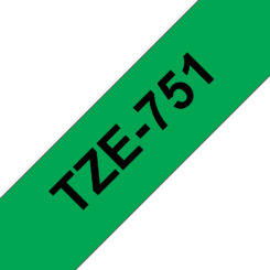 Brother TZE-751 labelprinter-tape Zwart op groen - Afbeelding 2