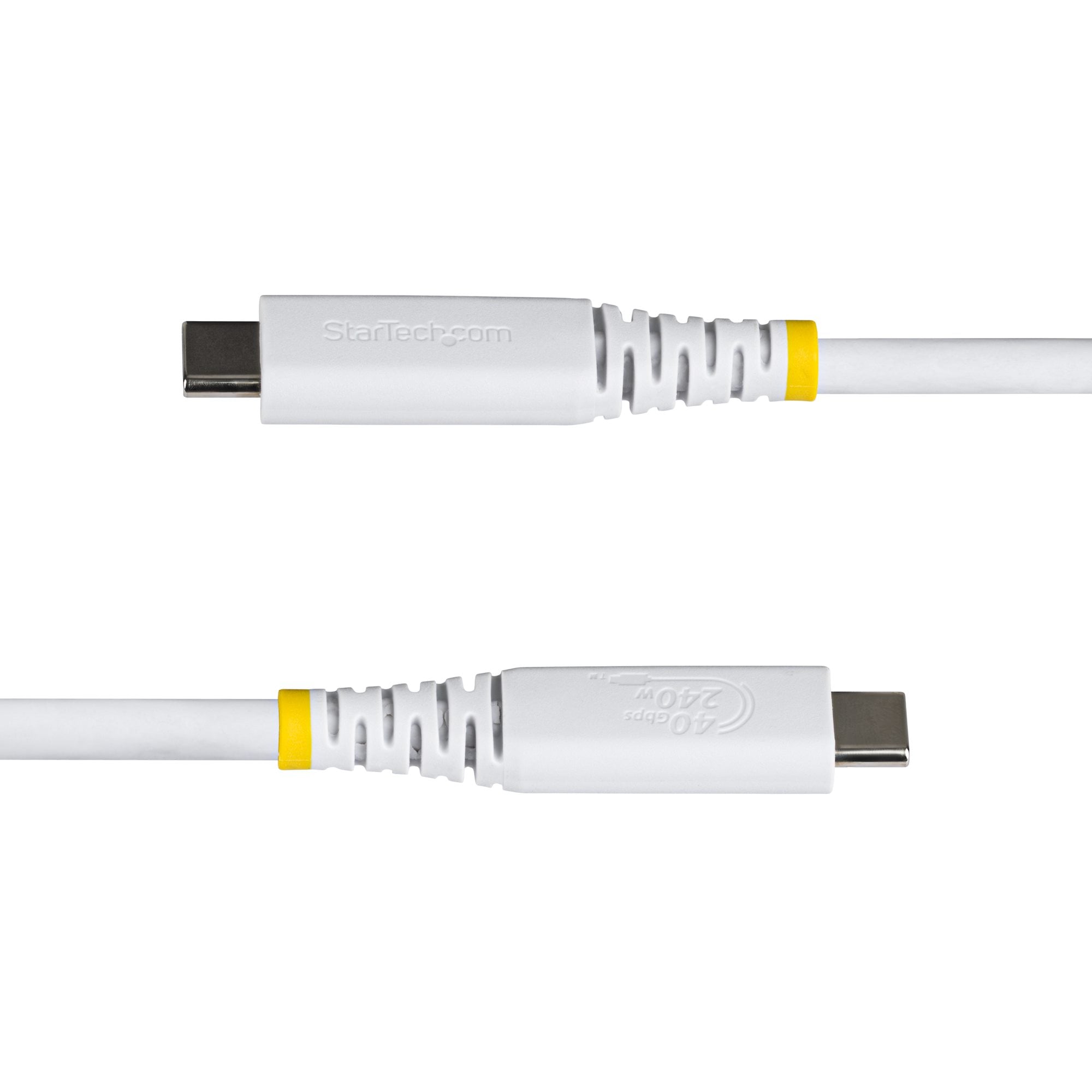 StarTech.com 1m USB4 Kabel, 40Gbps, USB-IF Gecertificeerde USB-C Kabel, 240W PD, 8K 60Hz/4K 240Hz DP2.1 DP40, TPE Mantel, Thunderbolt 4 Compatibel, Wit - Afbeelding 4