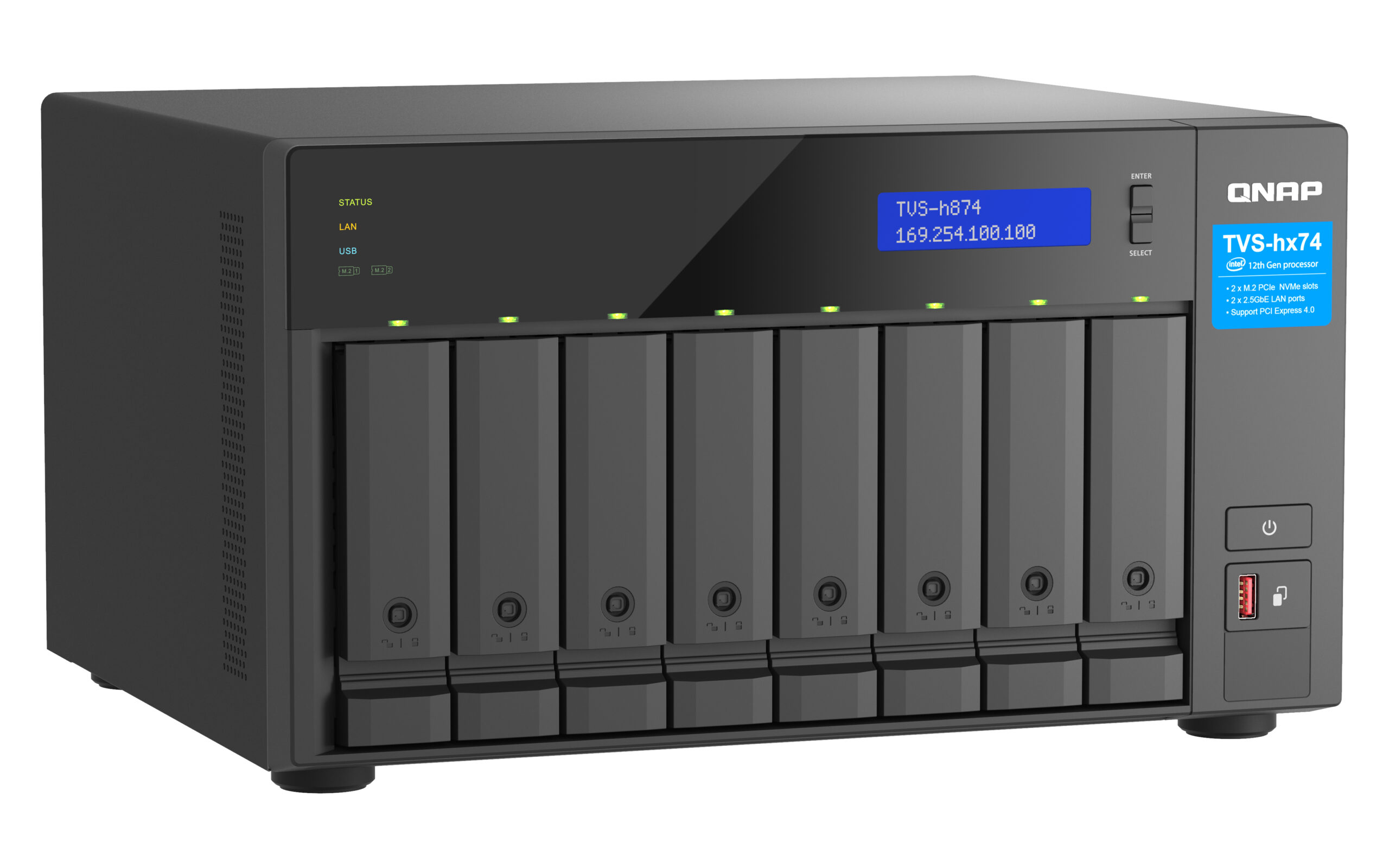 QNAP TVS-H874T-I9-64G data-opslag-server NAS Tower Intel® Core™ i9 64 GB DDR4 0 TB QNAP QTS Zwart - Afbeelding 4