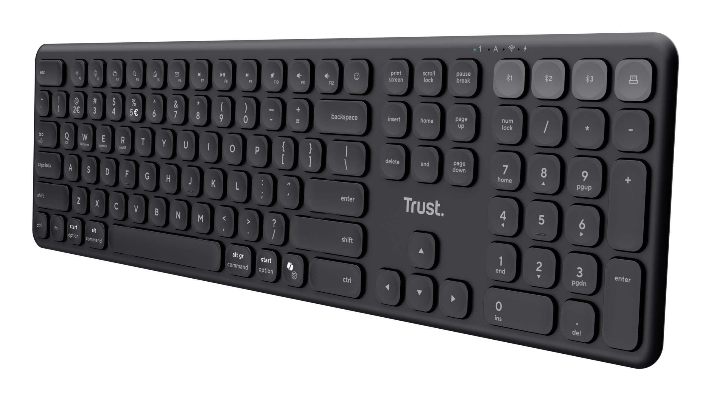 Trust Vaiya Draadloos Toetsenbord - Multi-device toetsenbord – Belgische AZERTY-indeling – USB en Bluetooth – Zwart - Afbeelding 2