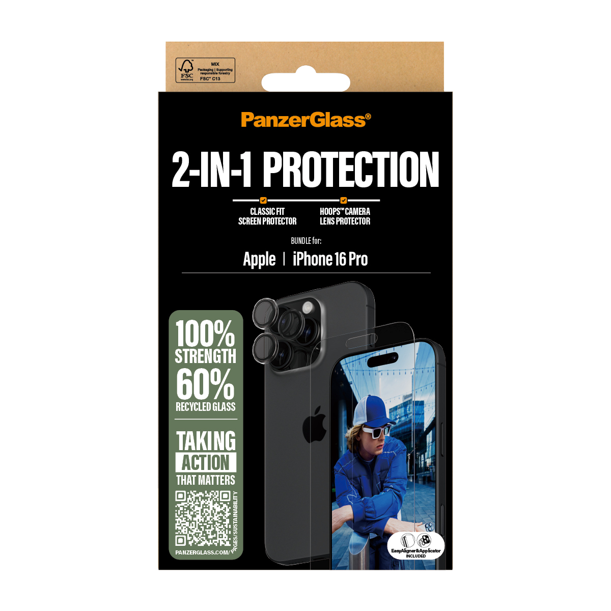 PanzerGlass ® 2-in-1 Bundle iPhone 16 Pro Doorzichtige schermbeschermer Apple 1 stuk(s) - Afbeelding 4