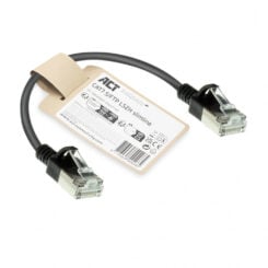 ACT Zwarte 0,25 meter LSZH S/FTP CAT7 slimline patchkabel snagless met RJ45 connectoren - Afbeelding 3