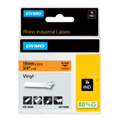 DYMO Rhino industriële Vinyl Labels | 19 mm x 5,5 m | zwarte afdruk op oranje | zelfklevende labels voor Rhino & LabelManager labelprinters - Afbeelding 2