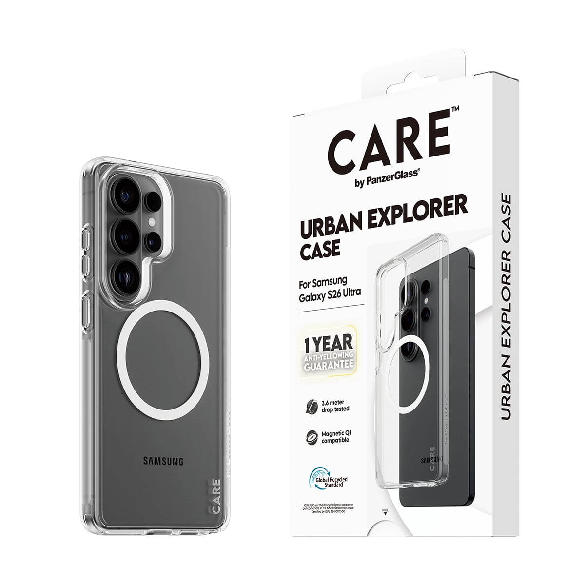 PanzerGlass CARE™ by ® Urban Explorer Case Transparent w. White Qi Samsung Galaxy S26 Ultra mobiele telefoon behuizingen Hoes Transparant - Afbeelding 7
