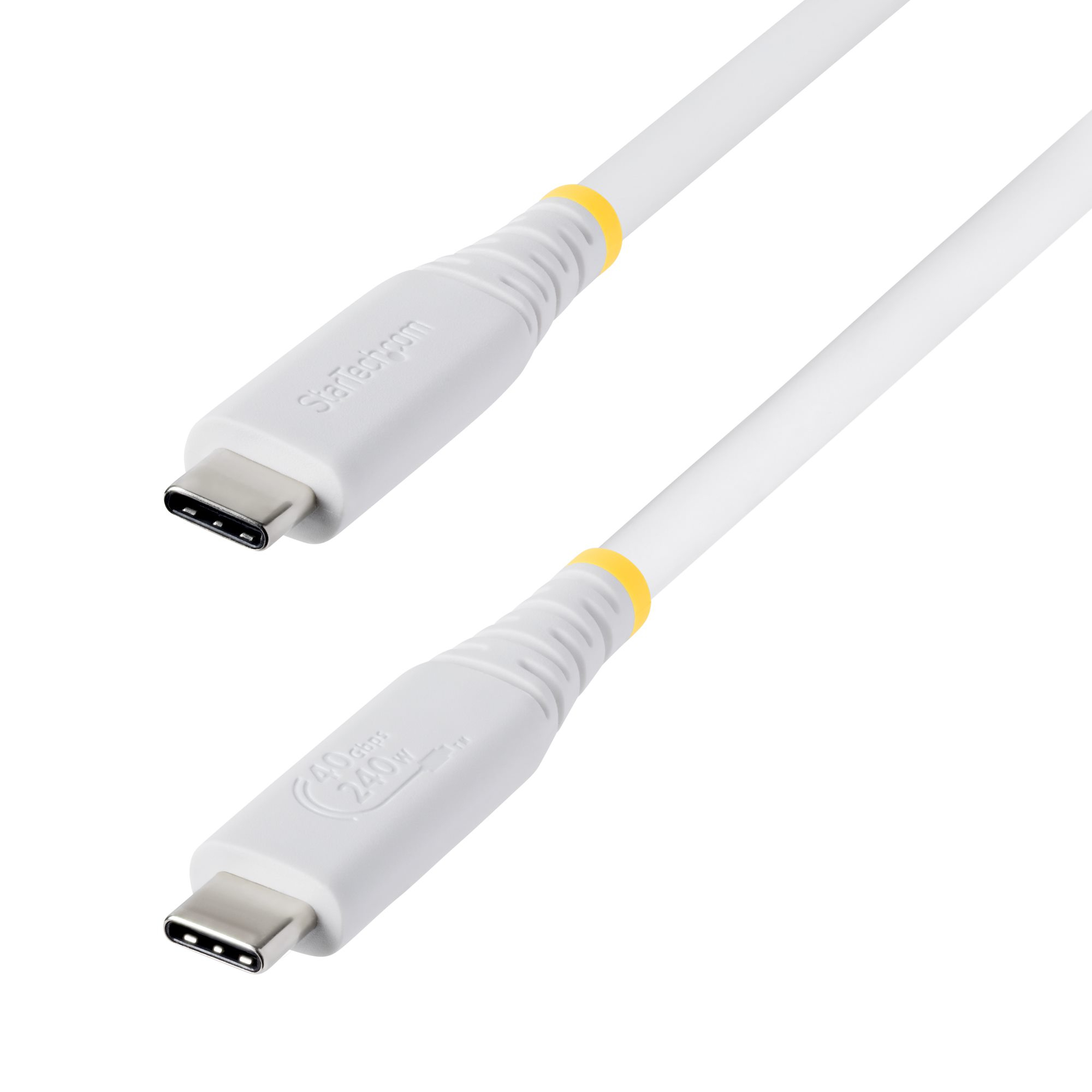 StarTech.com 1m USB4 Kabel, 40Gbps, USB-IF Gecertificeerde USB-C Kabel, 240W PD, 8K 60Hz/4K 240Hz DP2.1 DP40, TPE Mantel, Thunderbolt 4 Compatibel, Wit
