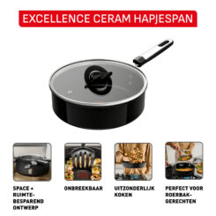 Tefal Excellence Ceram hapjespan 24 cm + deksel - Afbeelding 2