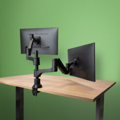 R-Go Tools Monitorarm R-Go Caparo, verstelbare dubbele monitorarm met gasveer, 100% circulair, 3-9 kg draagvermogen, zwart - Afbeelding 2