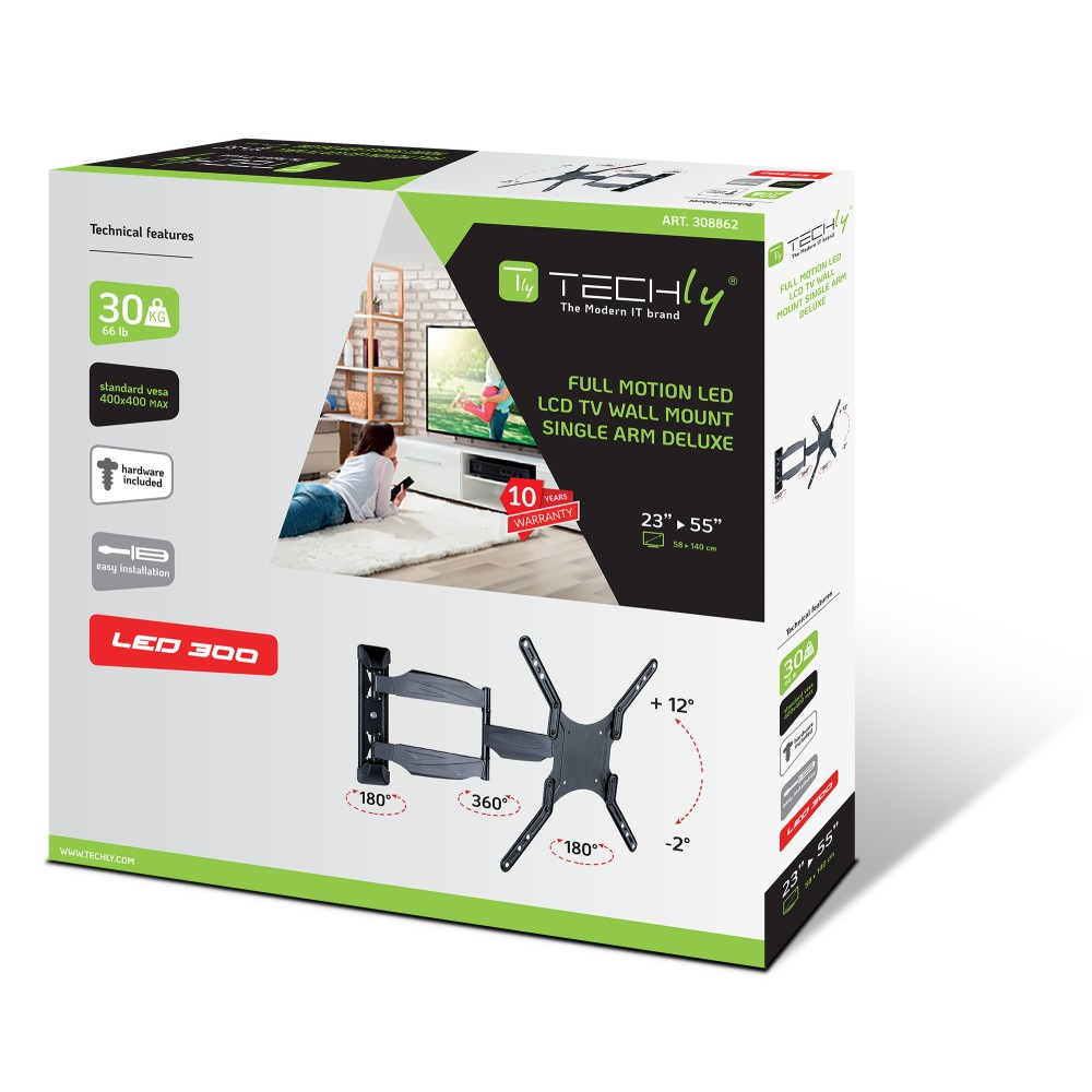 Techly ICA-PLB 171M tv-bevestiging 139,7 cm (55") Zwart - Afbeelding 3