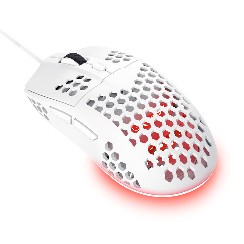 Trust GXT 928W Helox Gaming Muis - Ultralichte gamingmuis – 6 programmeerbare knoppen – 6400 DPI – Wit - Afbeelding 3