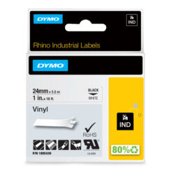 DYMO Rhino industriële Vinyl Labels | 24 mm x 5,5 m | zwarte afdruk op wit | zelfklevende labels voor Rhino & LabelManager labelprinters - Afbeelding 2