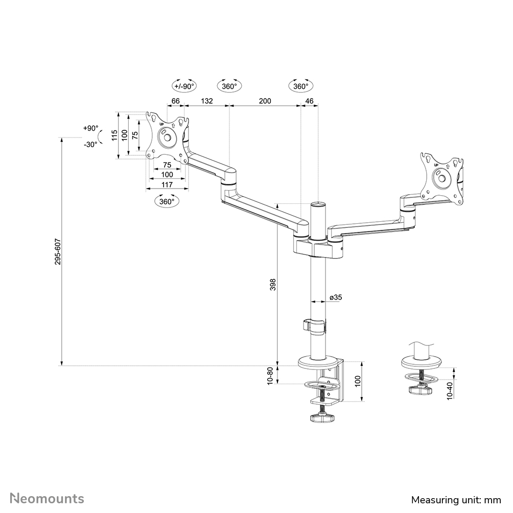 Neomounts DS60-425WH2 Monitorarm 17-27" - ruimtebesparend - Afbeelding 21