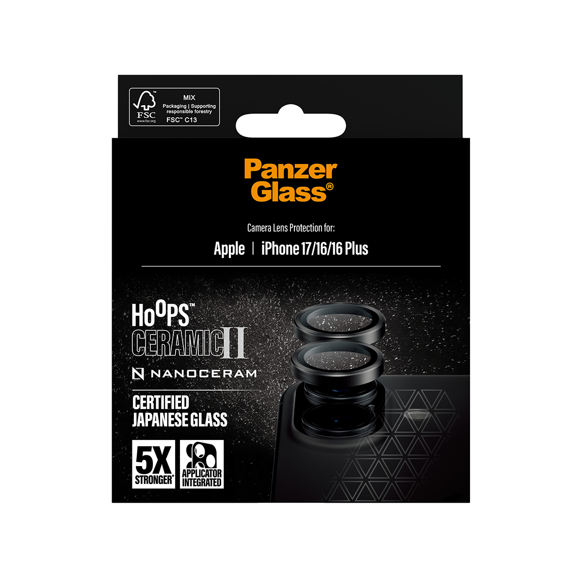 PanzerGlass ® Hoops® Ceramic II Camera Lens Protector iPhone 17 | iPhone 16 | 16 Plus Doorzichtige schermbeschermer Apple 1 stuk(s) - Afbeelding 4