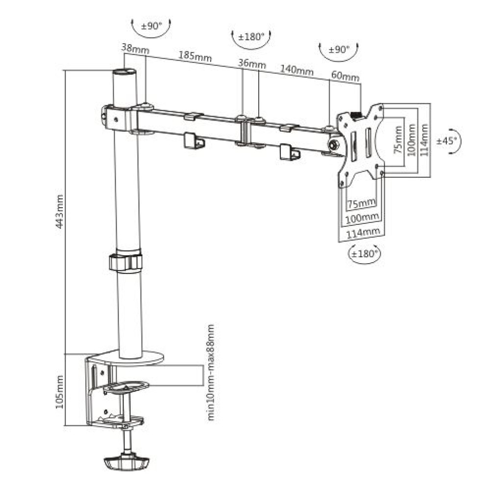 Techly ICA-LCD 503BK flat panel bureau steun 81,3 cm (32") Zwart - Afbeelding 4