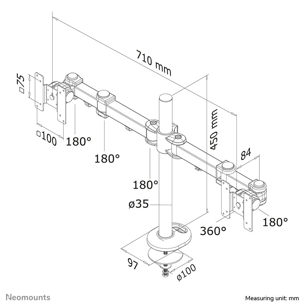 Neomounts FPMA-D960DG Monitorarm 10-27" - Afbeelding 7