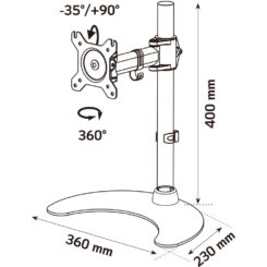 Techly Desk Stand for 1 Monitor 13 "-27" with Base h.400mm ICA-LCD 3400 68,6 cm (27") Bureau Zwart - Afbeelding 4