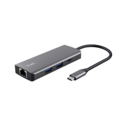 Trust Dalyx 6-in-1 USB-C Multiport Adapter – USB-C hub – Multiport adapter – Laptop docking adapter – 6 poorten – Zilver