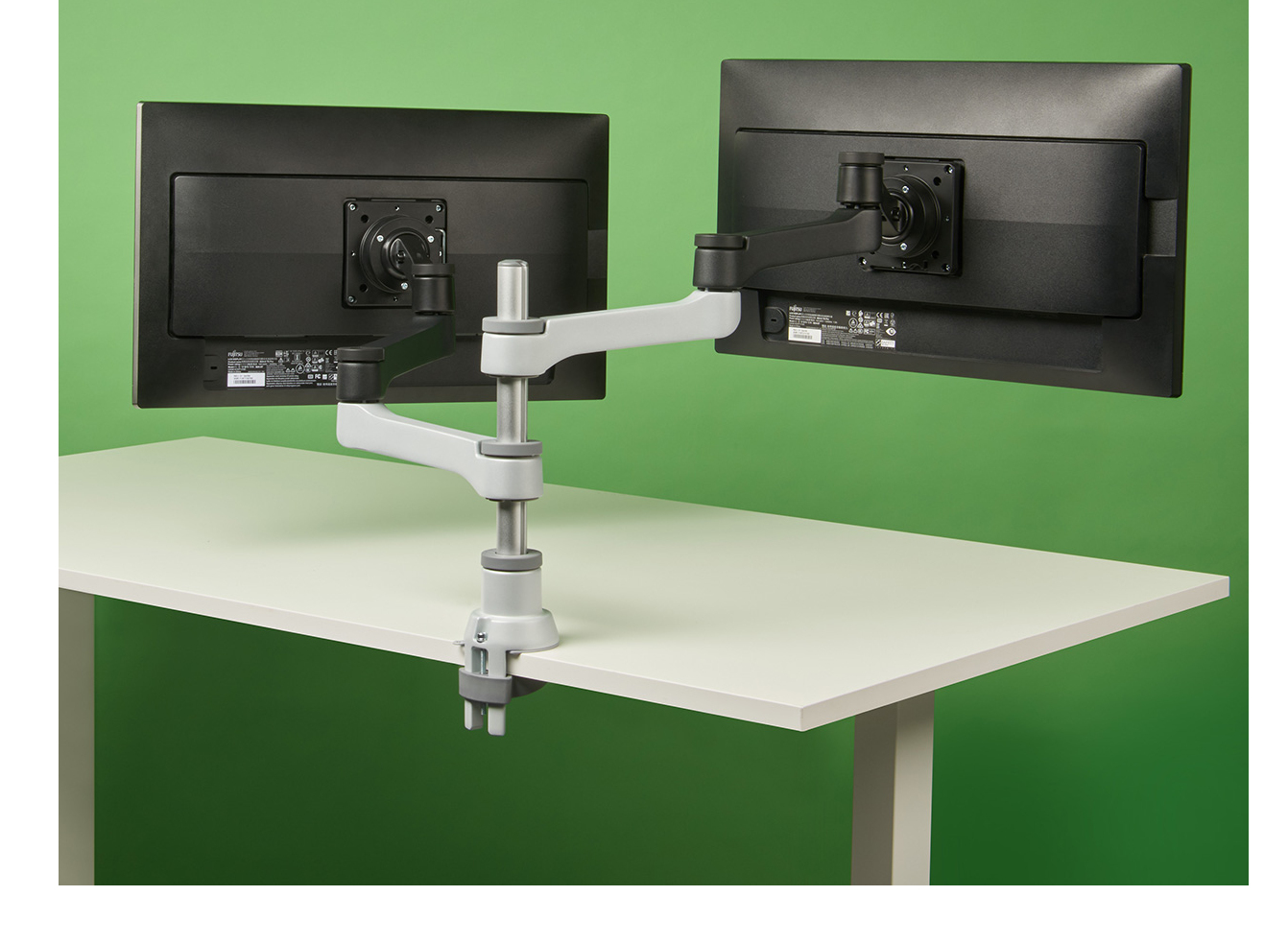 R-Go Tools Monitorarm R-Go Zepher, verstelbare dubbele monitorarm, 100% circulair, tot 8 kg draagvermogen, zwart - Afbeelding 2