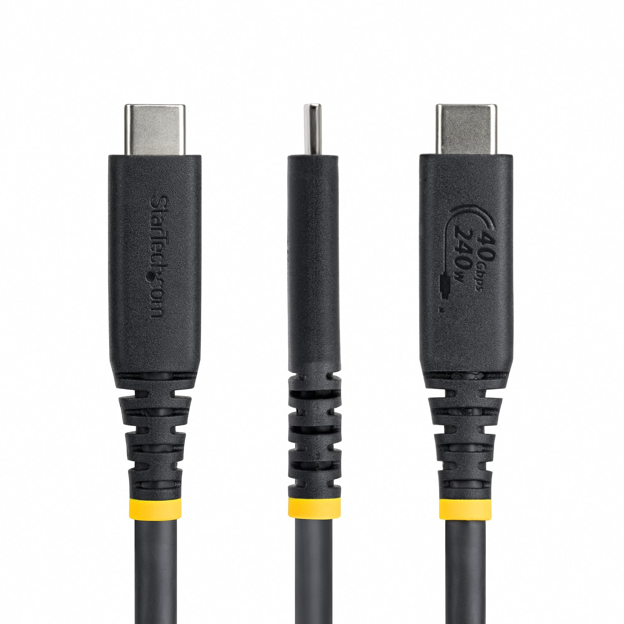 StarTech.com 50cm USB4 Kabel, 40Gbps, USB-IF Gecertificeerde USB-C Kabel, 240W PD, 8K 60Hz/4K 240Hz DP2.1 DP40, TPE Mantel, Thunderbolt 4 Compatibel, Zwart - Afbeelding 3
