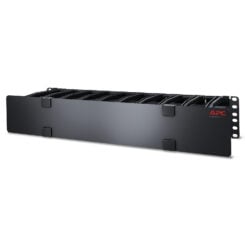 APC Horizontale kabelgeleider, 2U x 15 cm diep met bodemplaat voor het afsnoeren van kabels, enkelzijdig met afdekplaat
