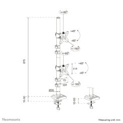 Neomounts DS60-600BL2V Monitorarm voor twee schermen 10-32" - Afbeelding 13