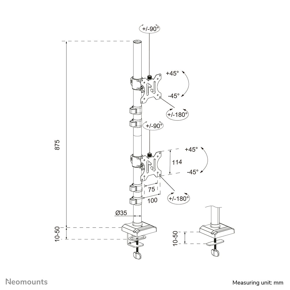 Neomounts DS60-600BL2V Monitorarm voor twee schermen 10-32" - Afbeelding 13