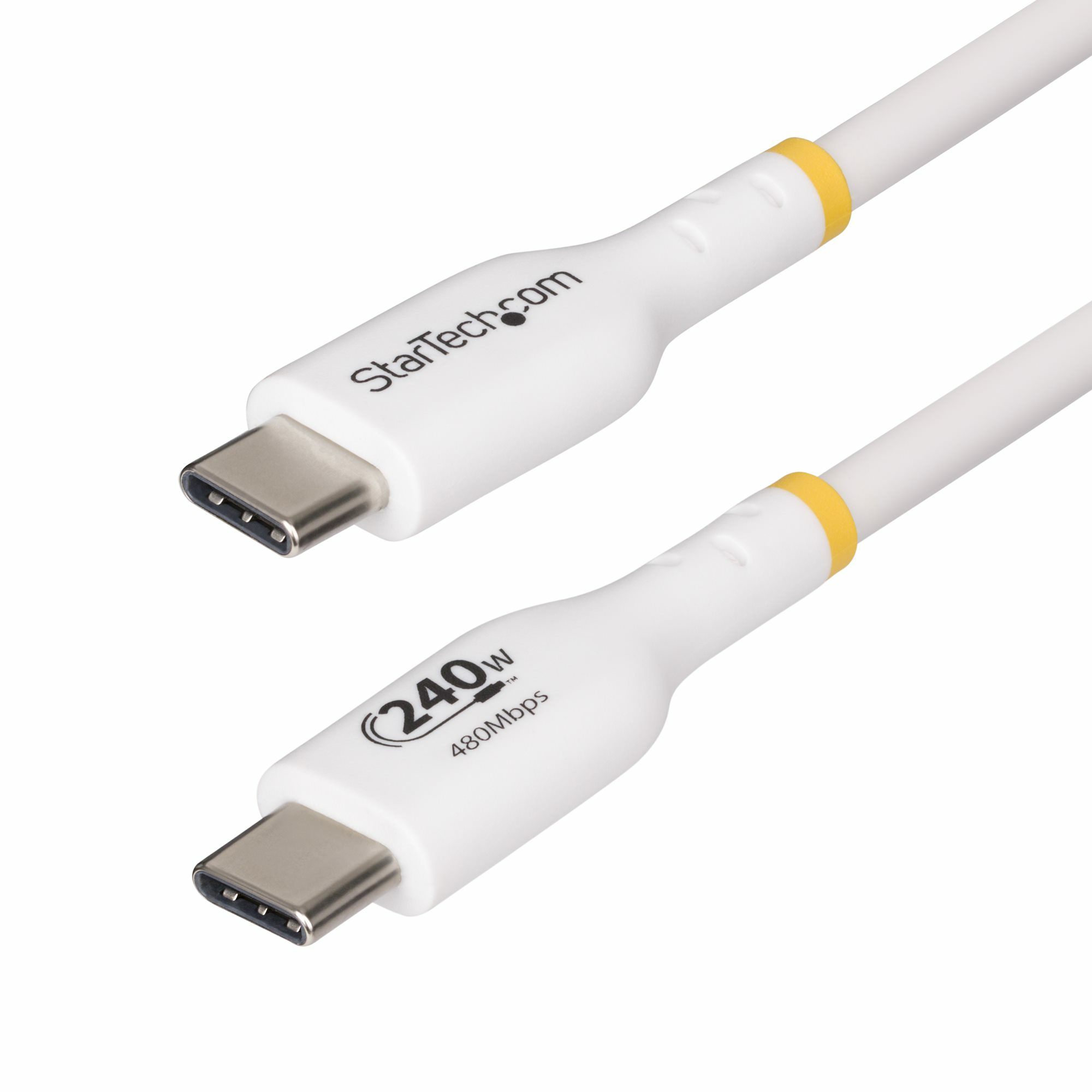 StarTech.com 4m USB-C Laadkabel, Charge & Sync, 240W (5A) PD EPR, USB 2.0, Laptop Type C Laadkabel, USB-IF Gecertificeerd, TPE Mantel - Witte USB-C Oplaadkabel - Afbeelding 2