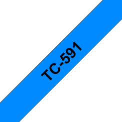 Brother TC-591 labelprinter-tape Zwart op blauw