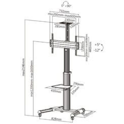 Techly ICA-TR15 bevestiging voor signage-beeldschermen 177,8 cm (70") Zilver - Afbeelding 4