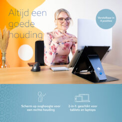 R-Go Tools Tablet- en laptopstandaard R-Go Riser Duo, geschikt voor 10-22 inch scherm, zwart - Afbeelding 12