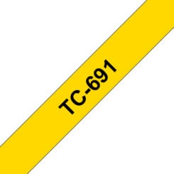 Brother TC-691 labelprinter-tape Zwart op geel