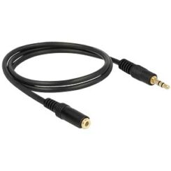 DeLOCK 3.5mm M-F, 1m audio kabel Zwart