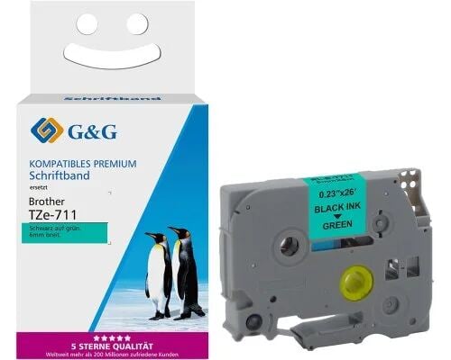 G&G 18675 labelprinter-tape Zwart op groen TZe