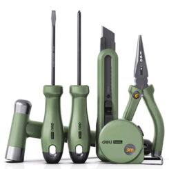 DELI Haushalts-Werkzeug-Set 6-teilig signalgrün