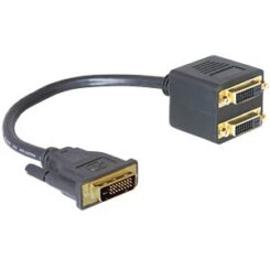 DeLOCK Adapter DVI25 M > 2x DVI25 F DVI kabel 0,2 m DVI-I Zwart
