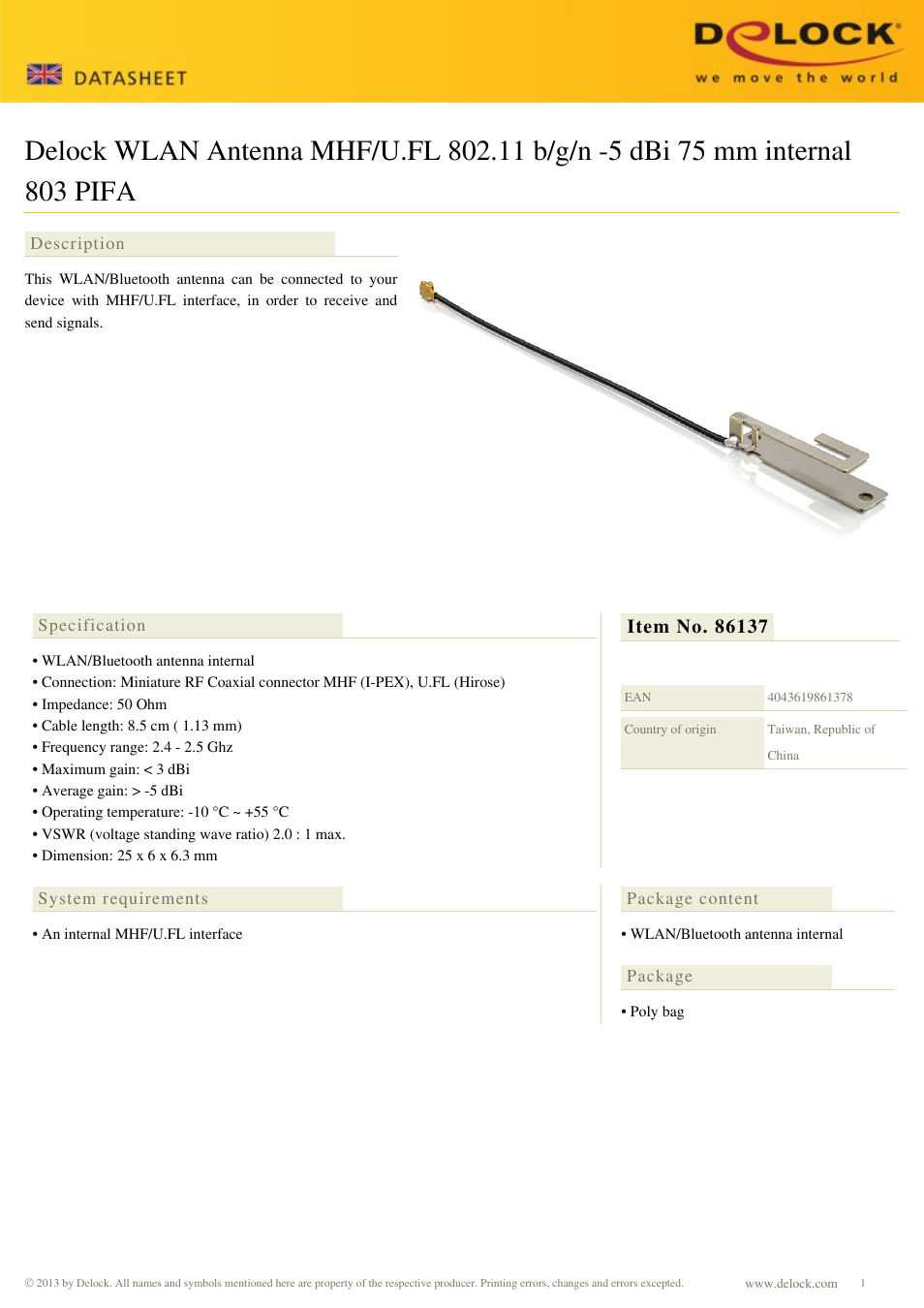 DeLOCK 86137 antenne 3 dBi