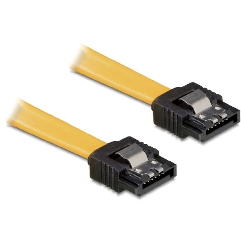 SATA-Kabel Delock SATA -> SATA St/St 0.10m geel Clips
