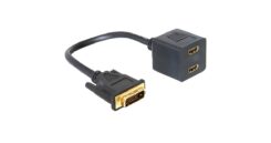DeLOCK Adapter DVI 25 male > 2x HDMI female 0,2 m DVI-D 2 x HDMI Zwart
