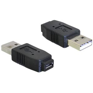 DeLOCK Adapter USB micro-A+B female to USB2.0-A male USB 2.0 A Zwart
