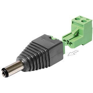 DeLOCK 65422 tussenstuk voor kabels DC 2.1 x 5.5 mm 2p Zwart, Groen