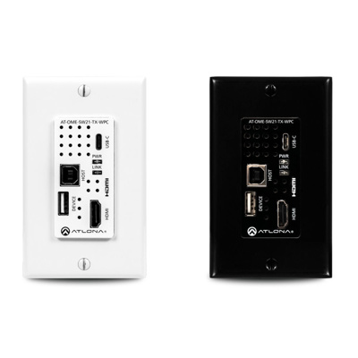 Atlona Wallplate HDBaseT transmitter HDMI en USB-C met USB hub