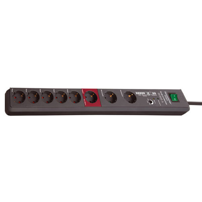 Brennenstuhl Secure-Tec, stekkerdoos, 8 sockets, 3m, zwart, 1x master, 5x slaves, 2x permanent