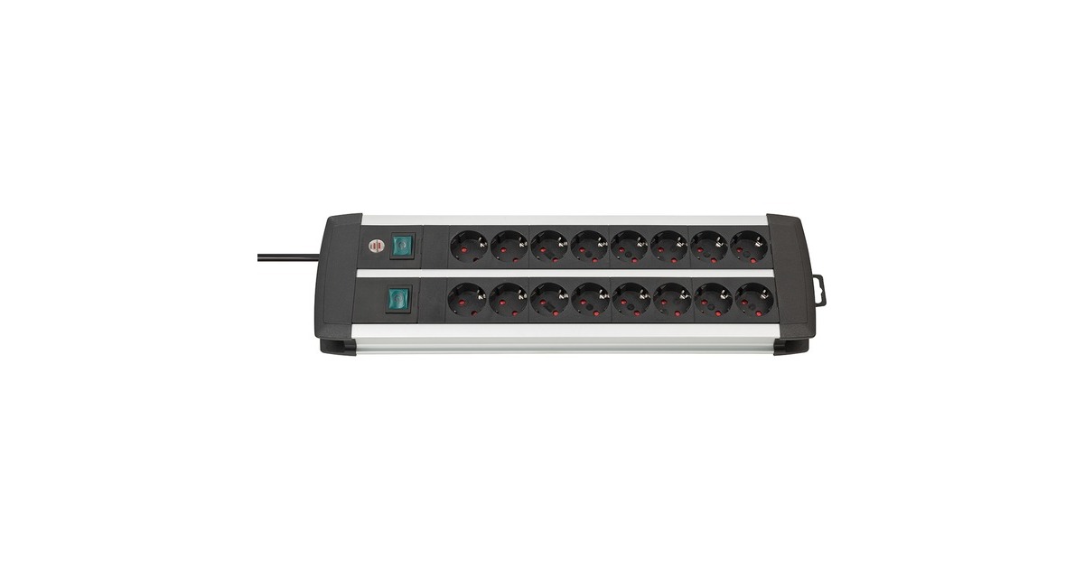 Brennenstuhl Premium Duo Alu-Line, stekkerdoos , 16 sockets, 3m, met schakelaar
