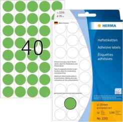 Universele etiketten/Kleur punten ø 19mm groen geperforeerd 1280 St.