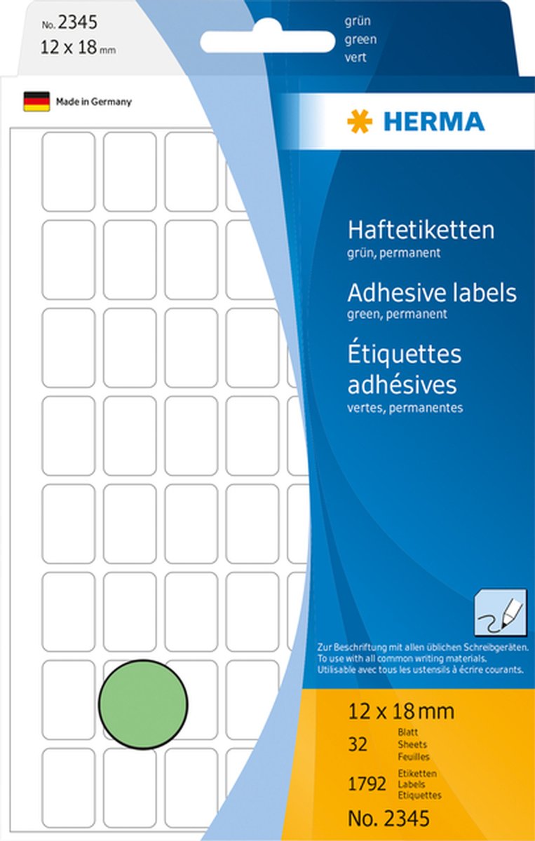 Universele etiketten 12x18mm groen voor handmatige opschriften 1792 St.