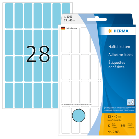 Universele etiketten 13x40mm blauw voor handmatige opschriften 896 St.