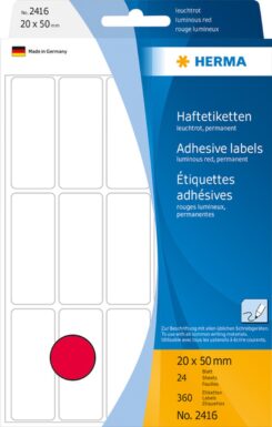 Universele etiketten 20x50mm fluor rood voor handmatige opschriften 360 St.