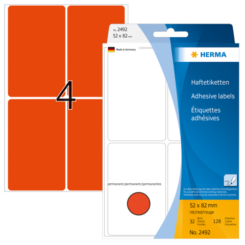 Universele etiketten 52x82mm rood voor handmatige opschriften 128 St.