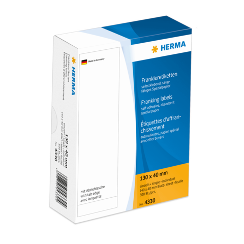 HERMA 4330 etiket Rechthoek Wit 500 stuk(s)