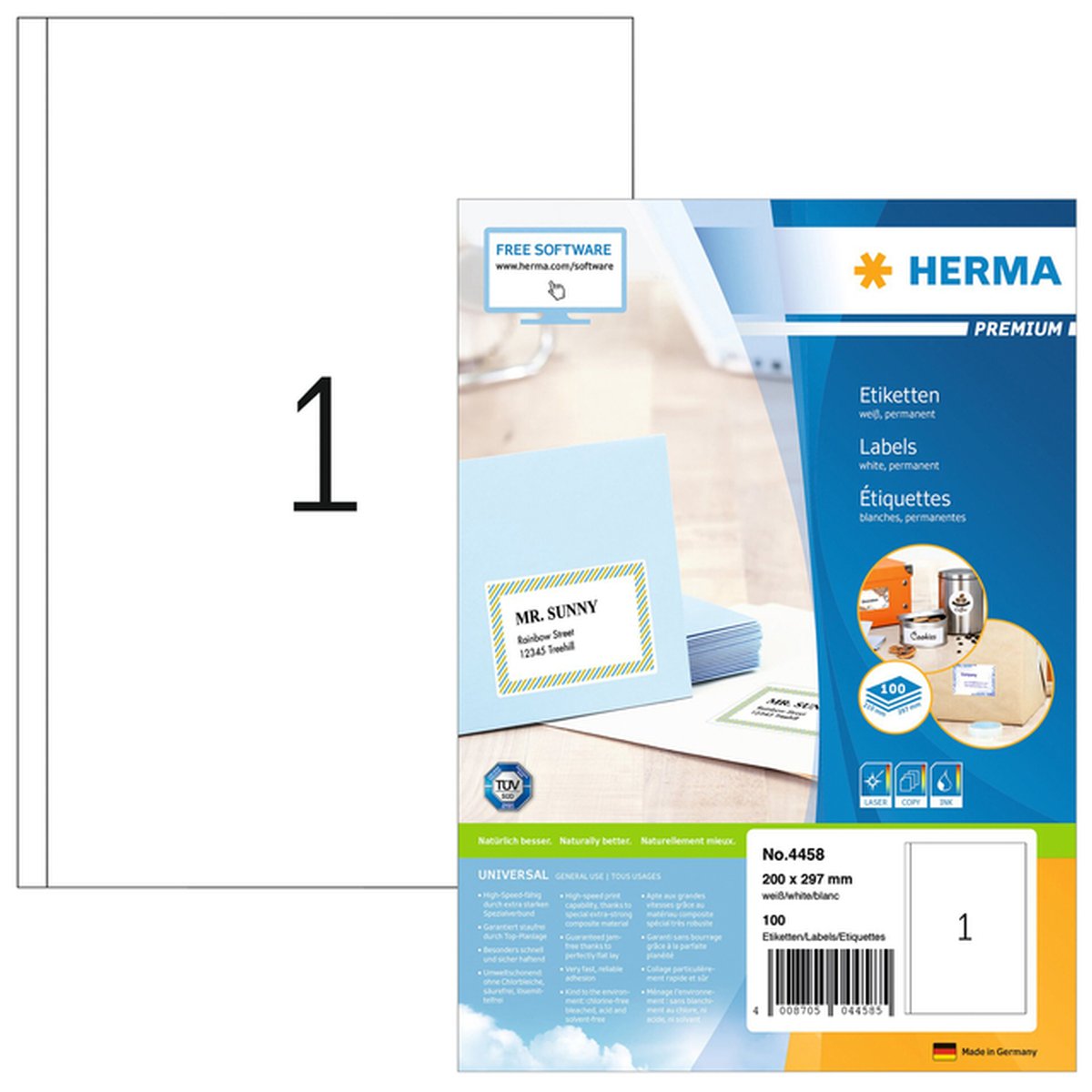 Etiketten wit 200x297 Premium A4 100 st.